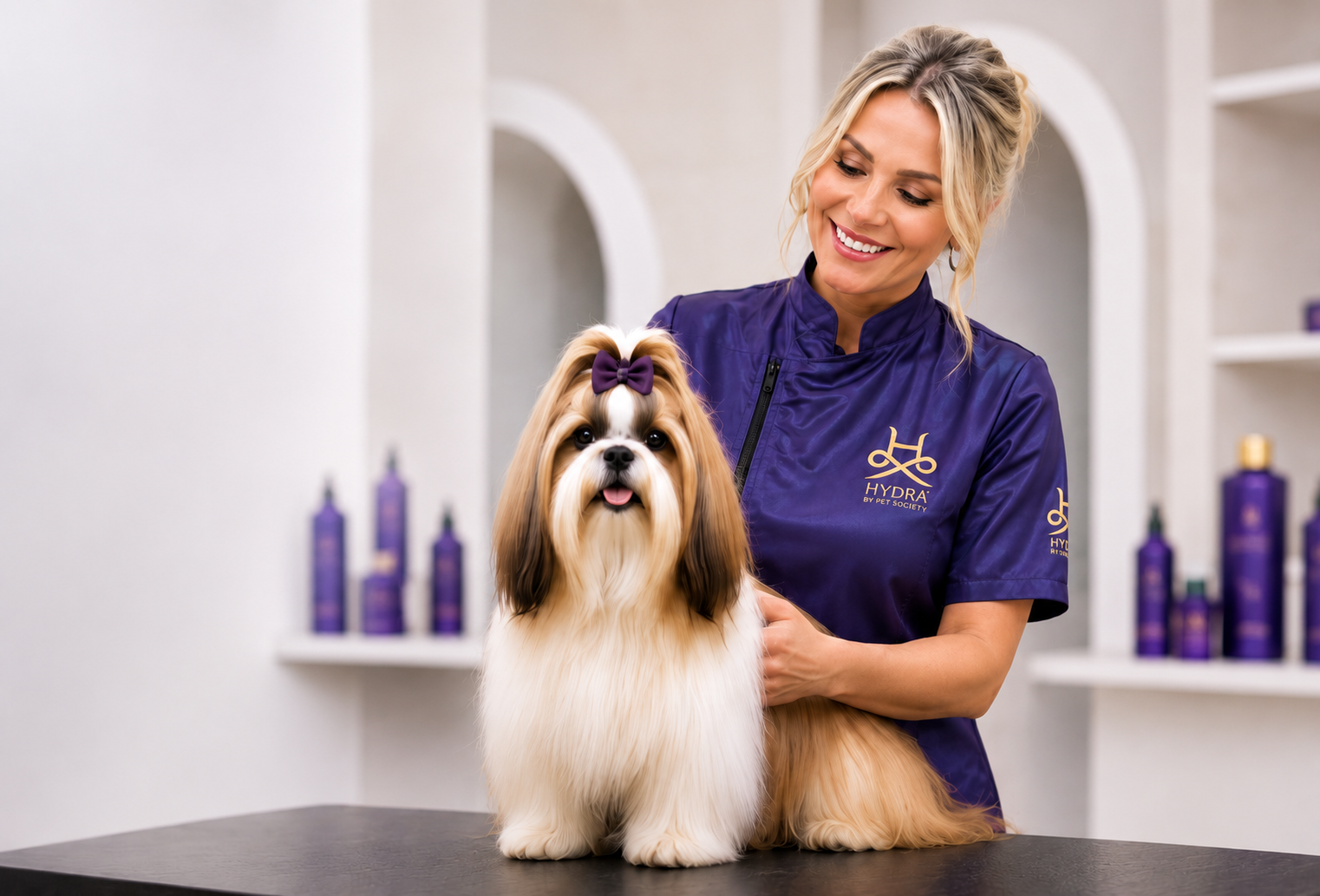 Groomer da Hydra cuidando da pelagem de um pet